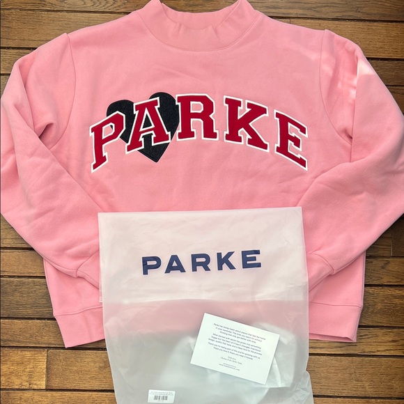 Parke Tops - Parke NWT Blush Crimson Jean Heart Mockneck Sweatshirt L/XL